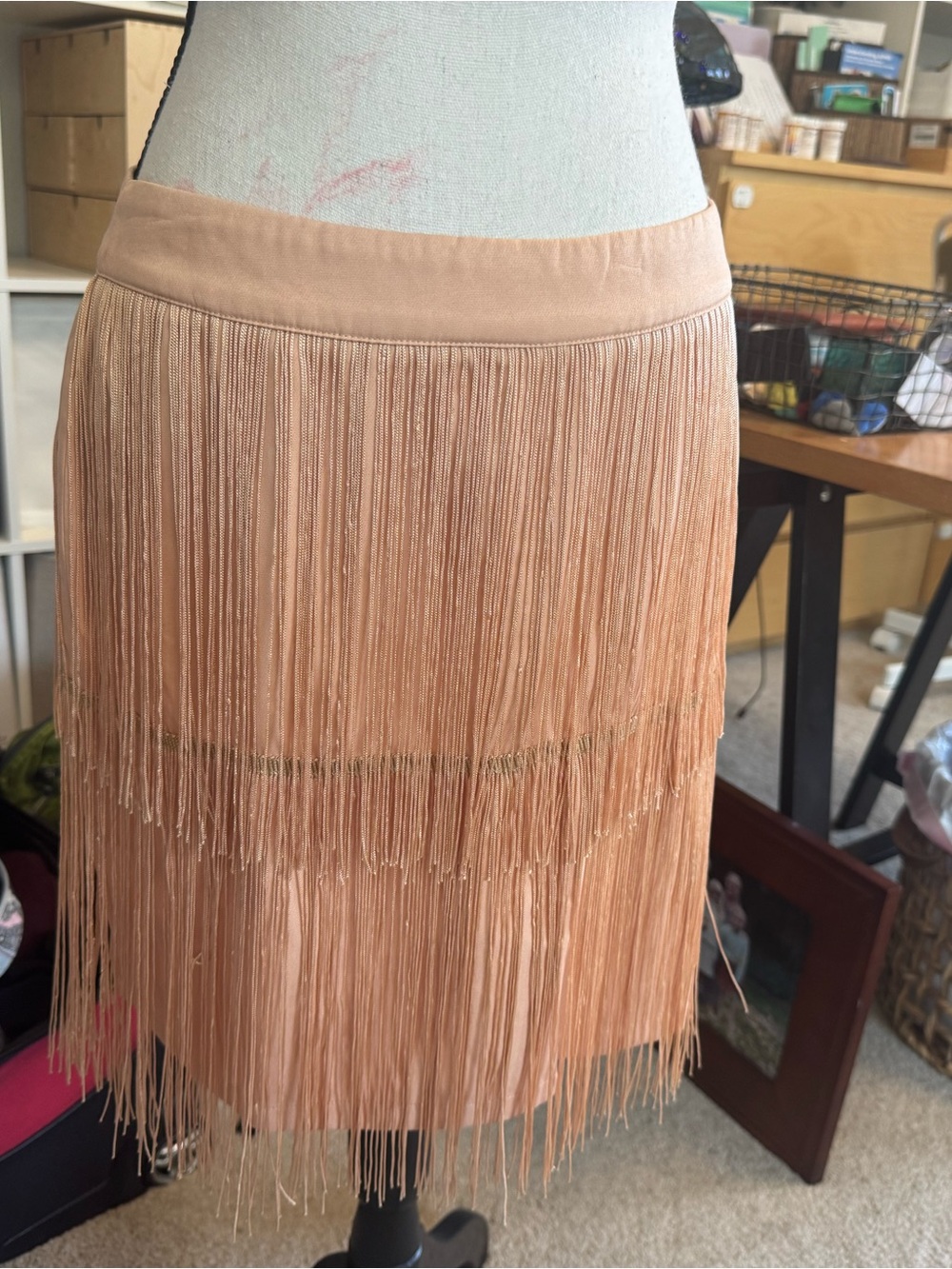 Fringe Skirt in Blush Pink